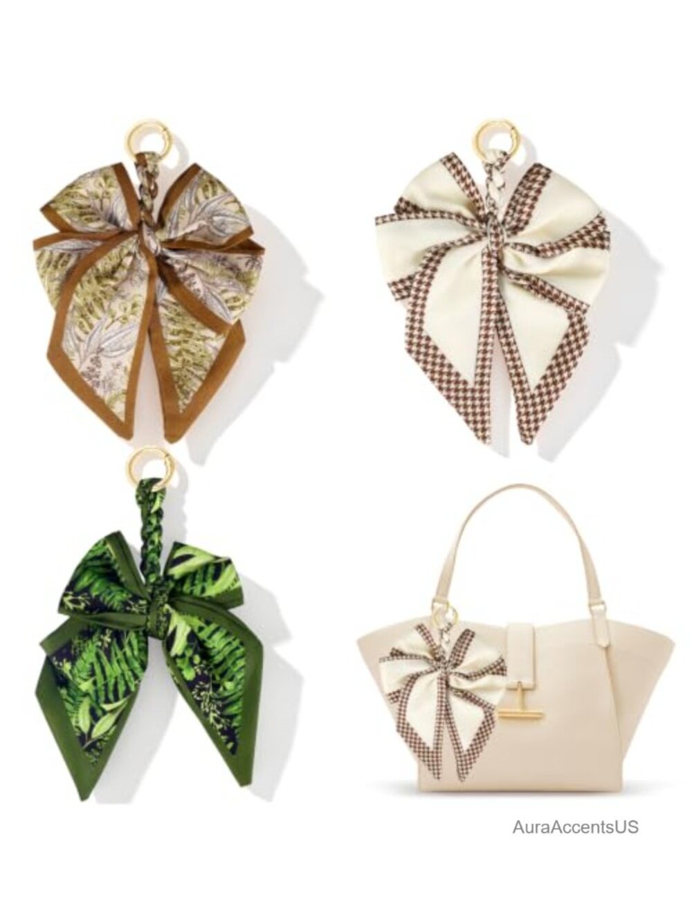 3 Pcs Silk Satin Bow Purse Charms Bag Decoration Handbag Accessories Tote